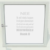 Deursticker - Raamsticker Ik Wil Niets Kopen - Lichtgrijs - 41 x 56 cm - raam en deur stickers - voordeur stickers raam en deur stickers