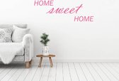 Muursticker Home Sweet Home - Roze - 120 x 46 cm - woonkamer engelse teksten