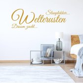 Muursticker Welterusten Slaaplekker Droomzacht - Goud - 160 x 57 cm - slaapkamer alle
