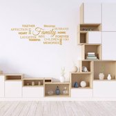 Muursticker Family Wolk -  Goud -  160 x 53 cm  -  woonkamer  engelse teksten  alle - Muursticker4Sale