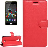 Voor Wiko U Feel Litchi Texture horizontale flip lederen tas met magnetische gesp & houder & kaartsleuven & portemonnee (rood)