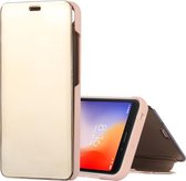 Mirror Clear View Horizontale Flip PU lederen tas voor Xiaomi Redmi 6A, met houder (goud)
