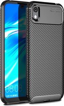 Carbon Fiber Texture Shockproof TPU Case voor Huawei Honor 8S (Zwart)
