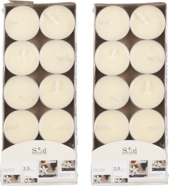 20x Geurtheelichtjes vanille/cremewit 3,5 branduren - Geurkaarsen vanillegeur - Waxinelichtjes