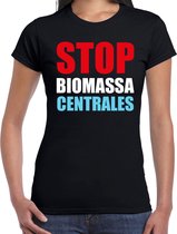 Stop biomassa centrales demonstratie / protest t-shirt zwart voor dames L