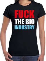 Fuck de bio industry demonstratie / protest t-shirt zwart voor dames 2XL