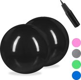 Relaxdays 2x fitnessbal 55 cm - pompje - gymbal - zitbal - yogabal - pilatesbal - zwart