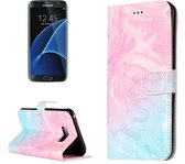 Voor Galaxy S8 + / G955 roze groen marmerpatroon Horizontale flip lederen beschermhoes met houder en kaartsleuven en portemonnee