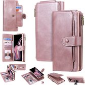 Voor Galaxy Note 9 Multifunctionele Retro Afneembare Magnetische Horizontale Flip Leren Case met Kaartsleuven & Houder & Portemonnee & Fotolijst (Rose Gold)
