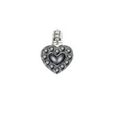 Symbols 9SY 0052 Zilveren Hanger hart - Grijs Parelmoer - 28*21mm  - Zilverkleurig