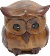 Beeld - Uil - Hout - 13x12x12 cm - Sawahasa - Thailand - Fairtrade