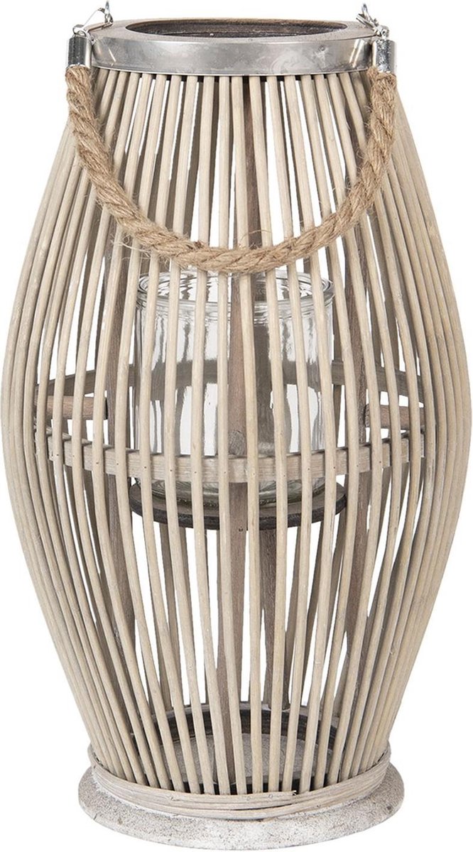 Clayre & Eef Windlicht Grijs Hout