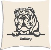 Sierkussen - Bulldog - Wit - 45 Cm X 45 Cm