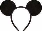 KIMU Haarband Mouse Zwart - Diadeem Muis Ronde Oren - Zwarte Oortjes Mickey Micky Festival