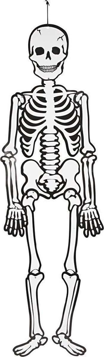 Creotime Feestdecoratie Skelet Glow-in-the-dark 120 Cm Karton Wit