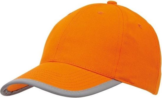 Oranje baseballcap 5-panel voor volwassenen met reflecterende rand