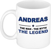 Naam cadeau Andreas - The man, The myth the legend koffie mok / beker 300 ml - naam/namen mokken - Cadeau voor o.a verjaardag/ vaderdag/ pensioen/ geslaagd/ bedankt