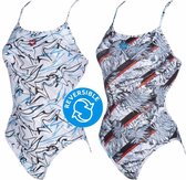 Floral Reversible Challenge Back One Piece Multi - Black
