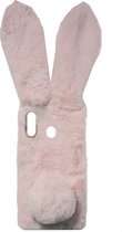 Coque souple en silicone ADEL pour Samsung Galaxy A40 - Tissu doux en peluche lapin rose