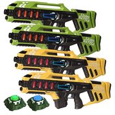 Light Battle Anti-Cheat Mega Blaster Laser Game set - Geel/Groen - 4 Lasergeweren + 2 Targets