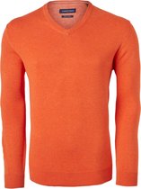 Casa Moda heren trui katoen V-hals - oranje-rood - Maat: M