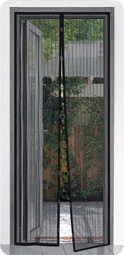 2x Zwarte deur horren met klittenband tegen insecten 210 x 50 cm - caravan  opzet... | bol.com