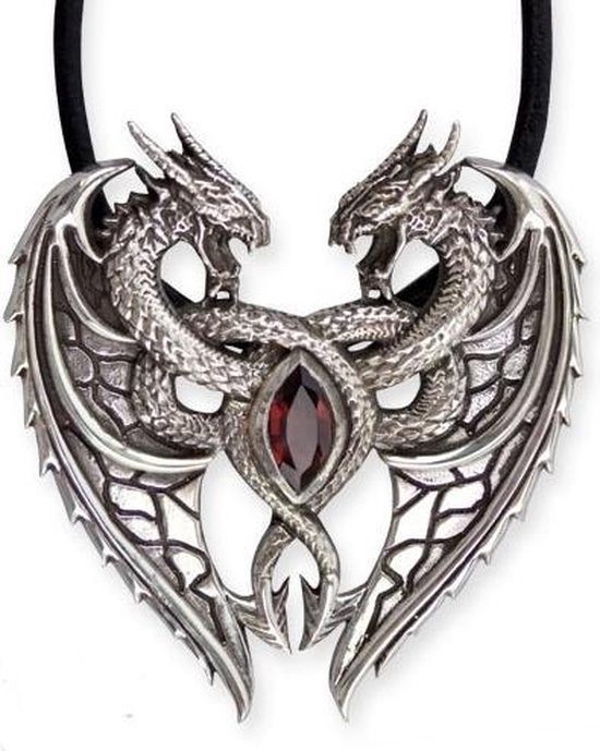 Draken hart zilveren hanger, draak zilveren ketting | bol.com