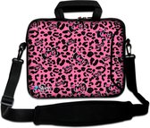 Sleevy 17.3 laptoptas roze panterprint