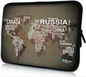 Sleevy 17,3 laptophoes wereldkaart & namen - laptop sleeve - laptopcover - Sleevy Collectie 250+ designs