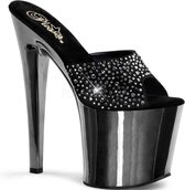 Pleaser Muiltjes -41 Shoes- TABOO-701RS Paaldans schoenen Chroomkleurig/Zwart