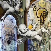 BANKSY Walled Off Hotel Baby Angels on Oxigen Canvas Print