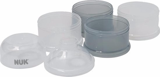 NUK 80601183 Boîte de dosage de Lait en poudre - 4 compartiments empilables pour stocker la poudre - Grijs Grijs - blanc