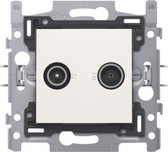 Coax-aansluiting 2x enkelvoudig EDU tv + FM. wit