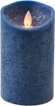 1x Donkerblauwe LED kaars / stompkaars 12,5 cm - Luxe kaarsen op batterijen met bewegende vlam