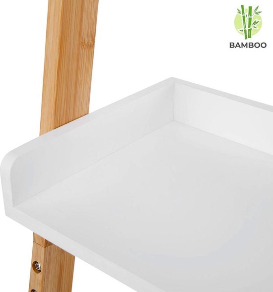 SOUREPOSE Handdoekladder, handdoekhouder, bamboe, 4 stangen, kledingrek voor badkamer en woonkamer