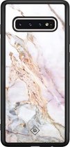 Samsung S10 hoesje glass - Parelmoer marmer | Samsung Galaxy S10 case | Hardcase backcover zwart