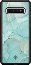 Samsung S10 hoesje glass - Marmer mint groen | Samsung Galaxy S10 case | Hardcase backcover zwart