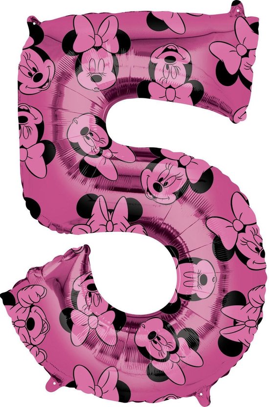 Amscan Folieballon Minnie Mouse 5 Jaar Junior 45 X 66 Cm Roze