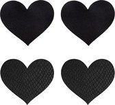 Peekaboo 2 paar tepelstickers zwart hart - Zwart