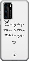 Huawei P40 hoesje siliconen - Enjoy life | Huawei P40 case | zwart | TPU backcover transparant