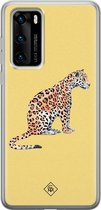 Huawei P40 hoesje siliconen - Leo wild | Huawei P40 case | geel | TPU backcover transparant