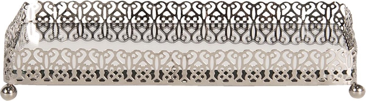 Clayre & Eef Decoratie schaal 20x10x3 cm Zilverkleurig Metaal