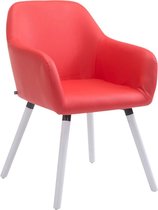 Clp Achat V2 Eetkamerstoel - Kunstleer - Rood - Kleur onderstel : wit (eik)
