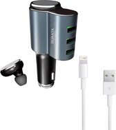 Durata DR-B01 Autolader Slimme en draagbare Bluetooth headset -3-poorts USB lader met Lightning kabel voor iPhone 11 / Pro / Max / X / Xs/ XR / MAX / 8 / 8 Plus / SE / 2020 / 5S / 5 / 5C / 6S