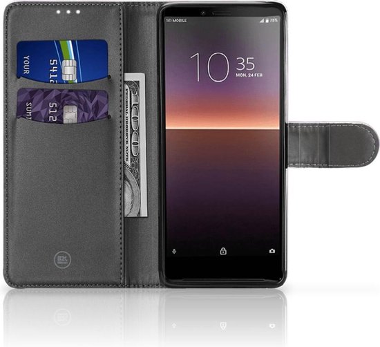 Coque Téléphone Sony Xperia 10 II Housse en Cuir Etui de Protection pour Peinture Rose Pourpre