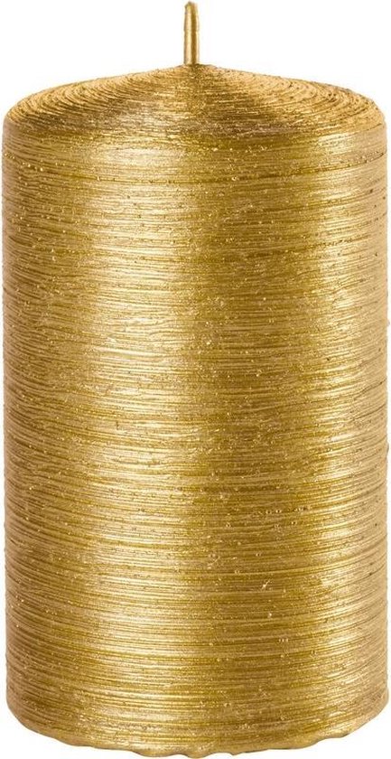 1x Gouden cilinderkaars/stompkaars 6 x 10 cm 25 branduren - Geurloze goudkleurige kaarsen - Woondecoraties