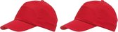 Rode baseballcap 5-panel voor volwassenen met klittenbandsluiting 2 stuks