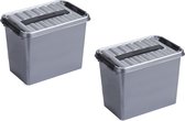 2x pièces de Sunware Q-Line boîtes de rangement / boîtes de rangement 9 litres 30,7 x 20 x 22 cm plastique - Boîtes de rangement pratiques - Bacs de rangement