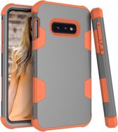 Contrasterende kleur siliconen + pc schokbestendig hoesje voor Galaxy S10e (oranje)