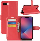 Litchi Texture horizontale flip lederen tas voor OPPO A5, met portemonnee en houder en kaartsleuven (rood)